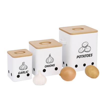 Potato, Onion, Garlic Storage Box Set – 3 Pieces