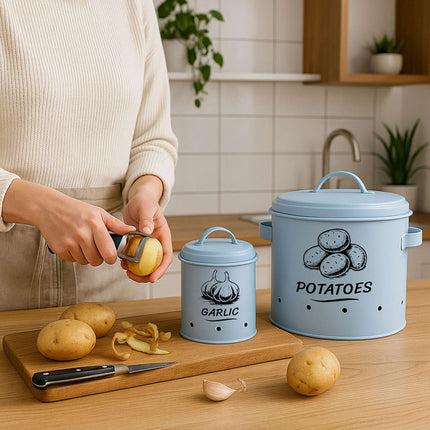 Potato, Onion, Garlic Storage Boxes – Set of 3