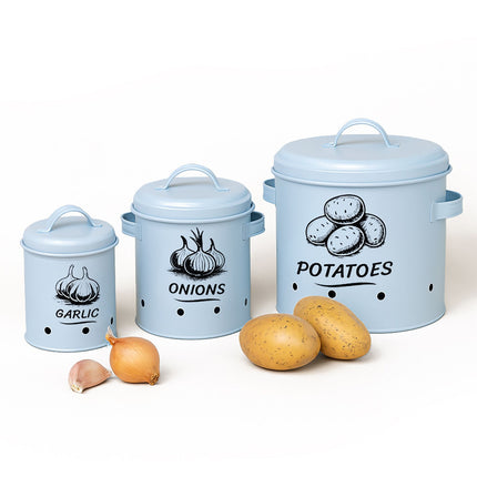 Potato, Onion, Garlic Storage Boxes – Set of 3