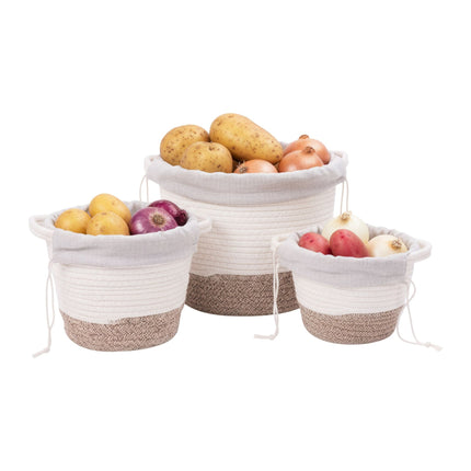 Potato Storage Baskets Set of 3 – Ventilated, Opaque