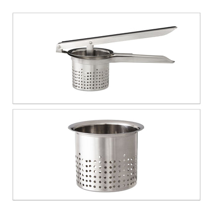 Potato and Spaetzle Press, Stainless Steel, Potato Masher, Potato Ricer, Silver