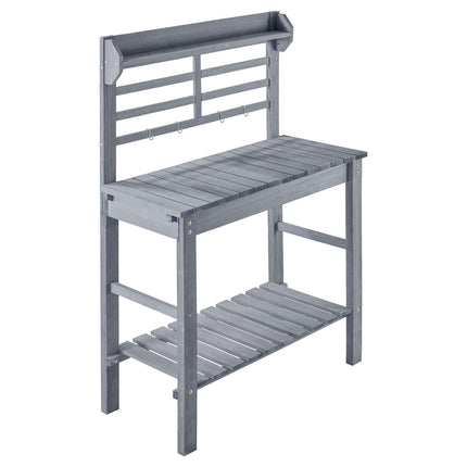 Potting Bench With Sink, Adjustable Fir Wood, Shelves