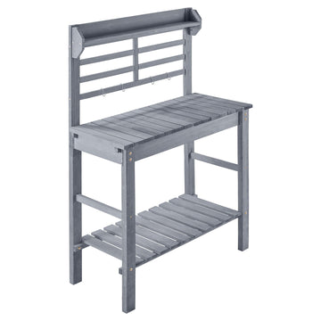 Potting Bench With Sink, Adjustable Fir Wood, Shelves