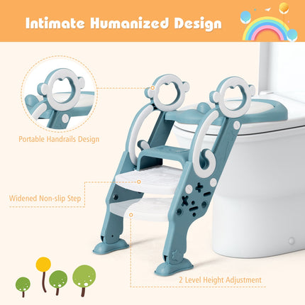 Potty Training Toilet Seat Ladder, Foldable, Non-Slip Step