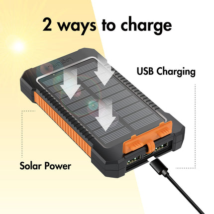 PowerBank 6,000 mAh 10W Solar cell Black/Orange