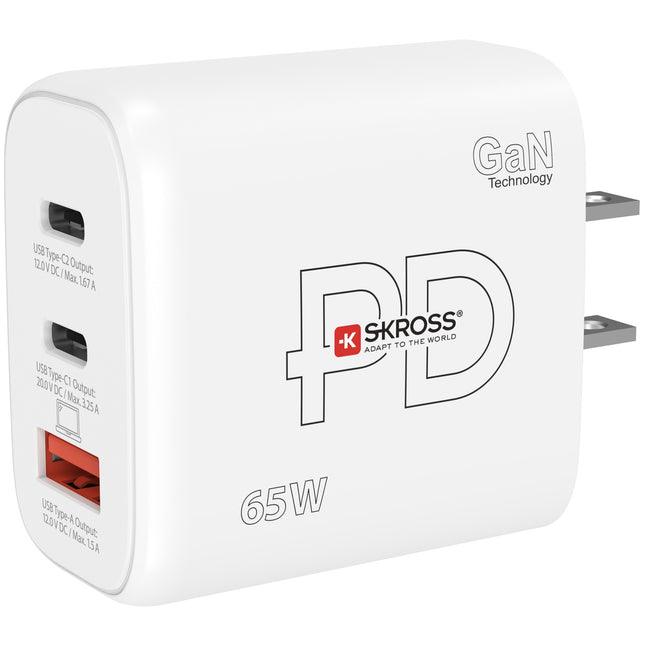 Power Charger US/Japan etc. 2xUSB-C PD + 1xUSB-A GaN 65W