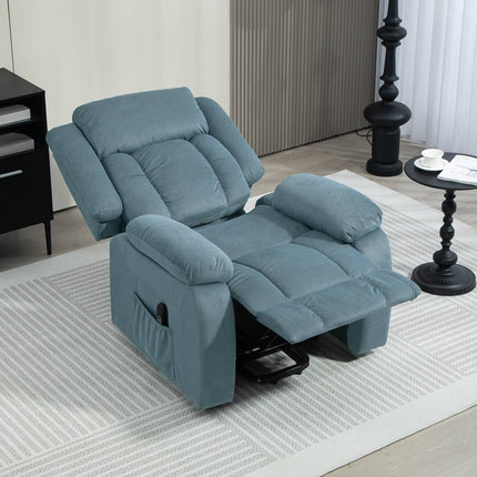 Power Recliner Chair with Remote, Velvet, Blue