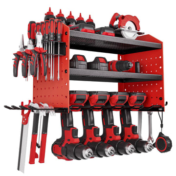 Power Tool Organizer Wall Mount, 3-Tier, 4 Drill Slots