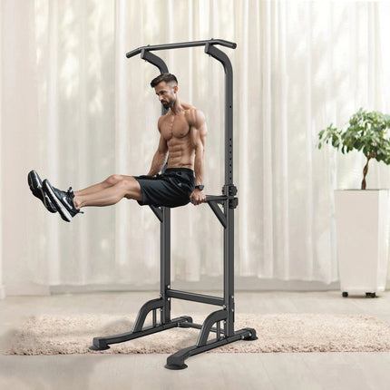 Power Tower Dip Station, 10-Level Adjustable, 330 lb Capacity