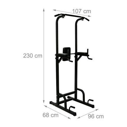 Power Tower for Home Gym, Adjustable Height, Black Steel