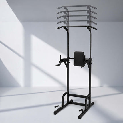 Power Tower for Home Gym, Adjustable Height, Black Steel