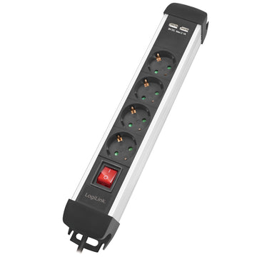 Power outlet 4-way 2xUSB Switch 1.5m mountable