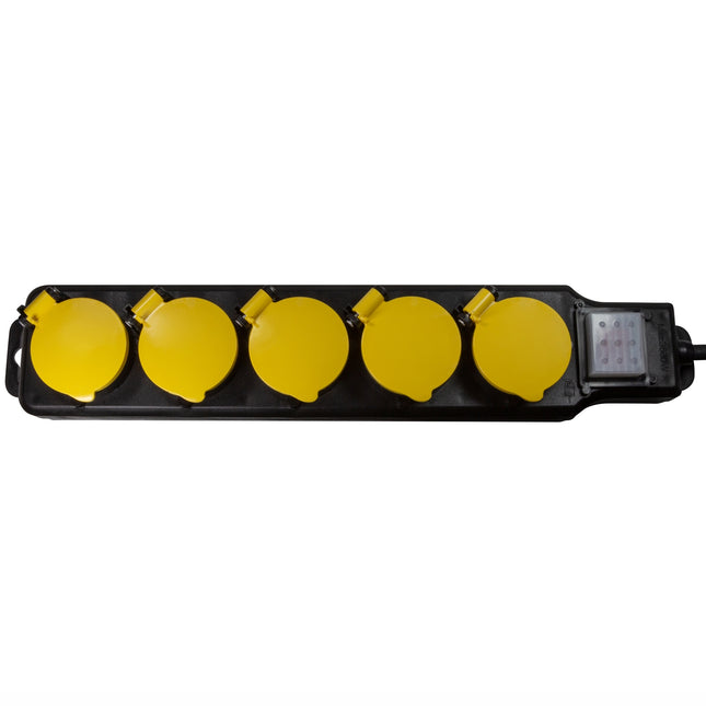 Power outlet 5-way Outdoor use with switch IP44
