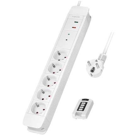 Power outlet 5-way with remote 433 MHz Surge protection 1.5m White