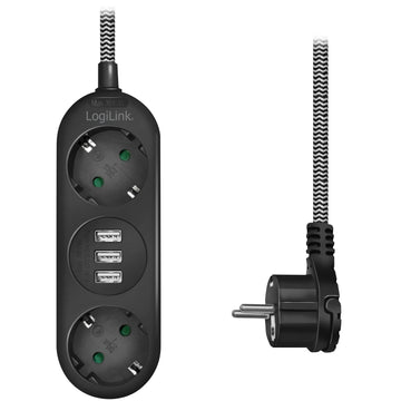 Power outlet Grounded 2-way 3xUSB Flat plug