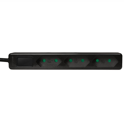 Power outlet Slim Euro 3-way 1.5m Black