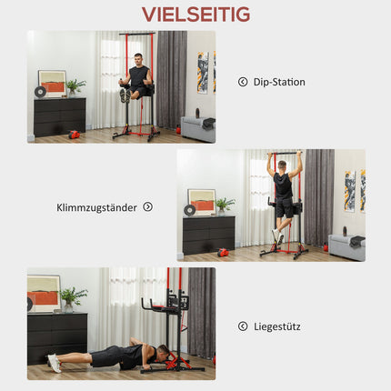 Adjustable collapsible Power Tower 127-223 cm for Home Gym