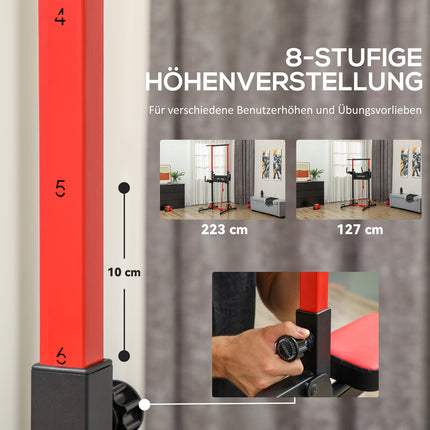Adjustable collapsible Power Tower 127-223 cm for Home Gym