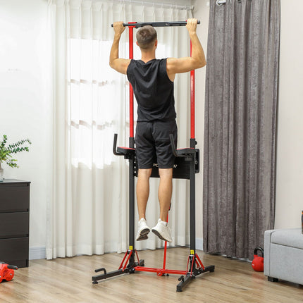 Adjustable collapsible Power Tower 127-223 cm for Home Gym