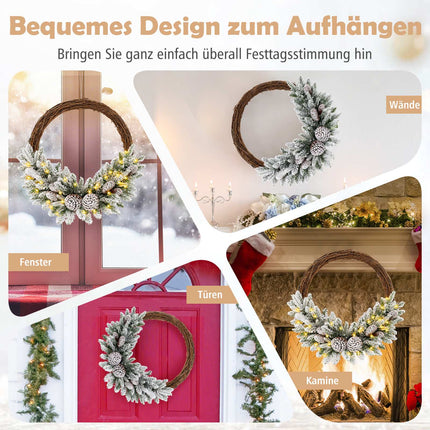 Pre-Lit 24-Inch Christmas Wreath, 35 LED, Timer