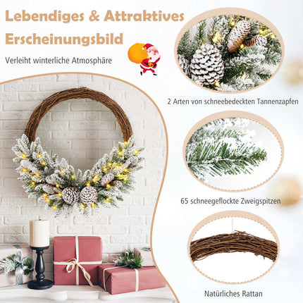 Pre-Lit 24-Inch Christmas Wreath, 35 LED, Timer