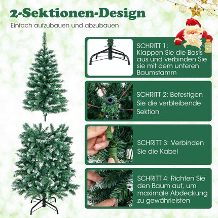Pre-Lit Artificial Christmas Tree 150cm, Slim, 200 LED, Blue-Green