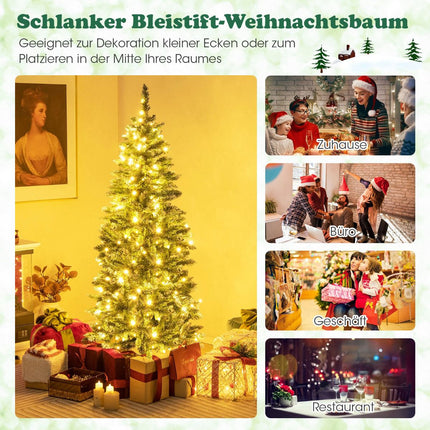 Pre-Lit Artificial Christmas Tree 150cm, Slim, 200 LED, Blue-Green
