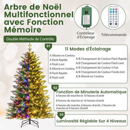 Pre-Lit Artificial Christmas Tree 180cm, 250 LED, 11 Modes
