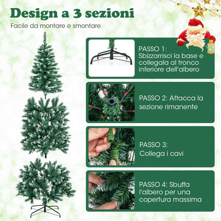 Pre-Lit Artificial Christmas Tree 180cm, Slim, 250 LEDs