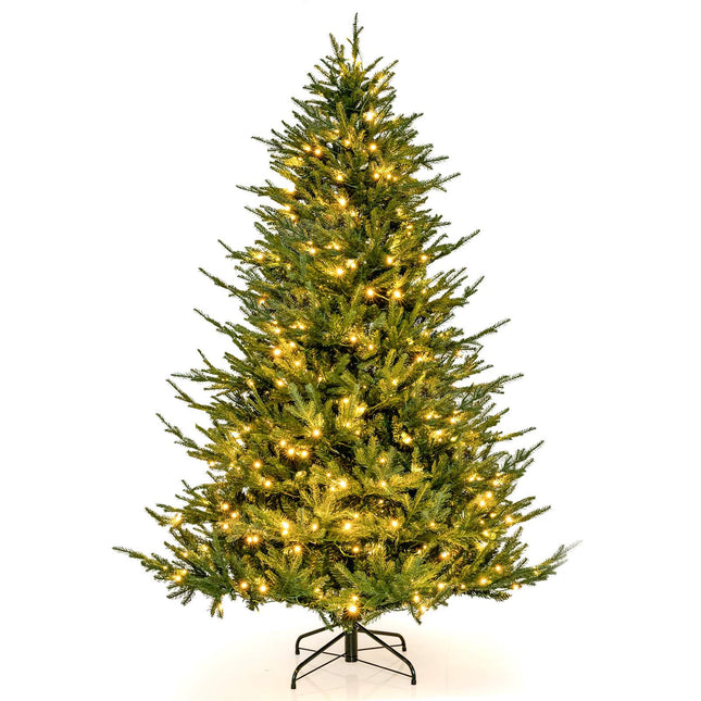 Pre-Lit Artificial Christmas Tree 213 cm, 8 Modes, Warm White LED