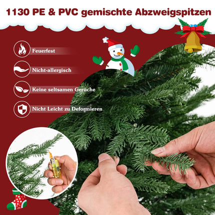 Pre-Lit Artificial Christmas Tree 213 cm, 8 Modes, Warm White LED