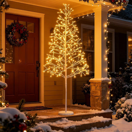 Pre-Lit Birch Tree 1.5m, 240 Warm White LEDs, Weighted Base