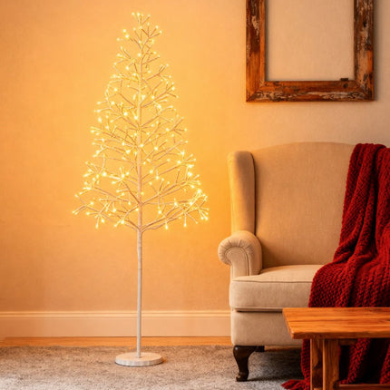 Pre-Lit Birch Tree 1.5m, 240 Warm White LEDs, Weighted Base