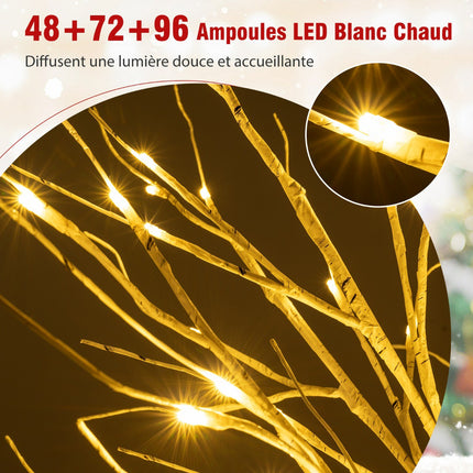 Pre-Lit Birch Tree Set, 3 Pack 120–180 cm, Warm LEDs