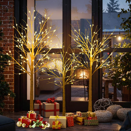 Pre-Lit Birch Tree Set, 3 Pack 120–180 cm, Warm LEDs