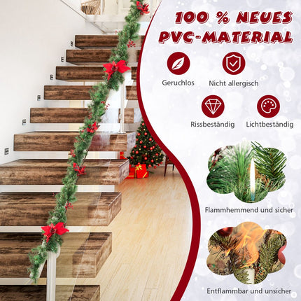 Pre-Lit Christmas Garland 270 cm, 50 Warm-White LEDs, Timer