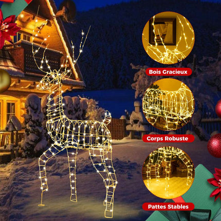 Pre-Lit Christmas Reindeer 186cm, 300 Warm White LEDs