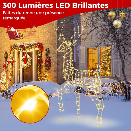 Pre-Lit Christmas Reindeer 186cm, 300 Warm White LEDs