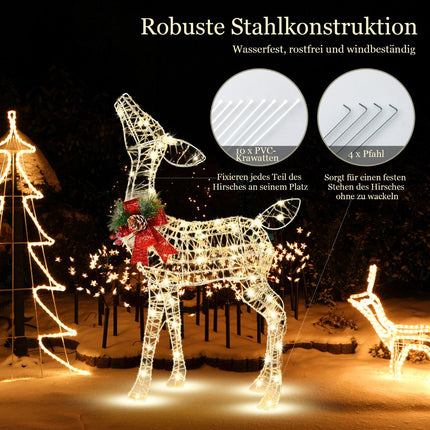 Pre-Lit Christmas Reindeer, 50 LED, Outdoor Stakes