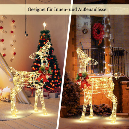 Pre-Lit Christmas Reindeer, 50 LED, Outdoor Stakes
