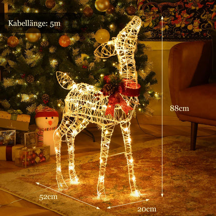 Pre-Lit Christmas Reindeer, 50 LED, Outdoor Stakes