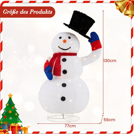 Pre-Lit Christmas Snowman 130cm, 120 Warm LED, Timer