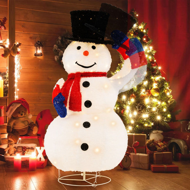Pre-Lit Christmas Snowman 130cm, 120 Warm LED, Timer