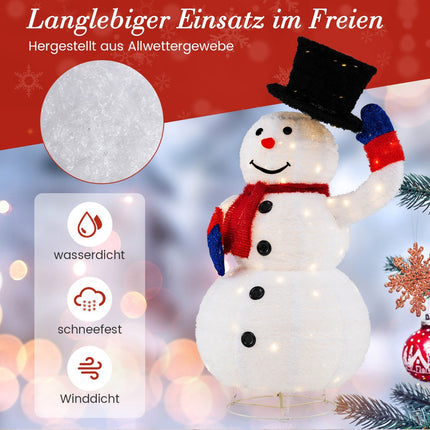 Pre-Lit Christmas Snowman 130cm, 120 Warm LED, Timer