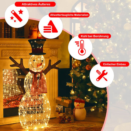 Pre-Lit Christmas Snowman – 80 Warm LED, 110 cm