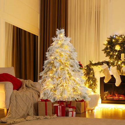 Pre-Lit Hinged Christmas Tree 146cm, Warm White LEDs