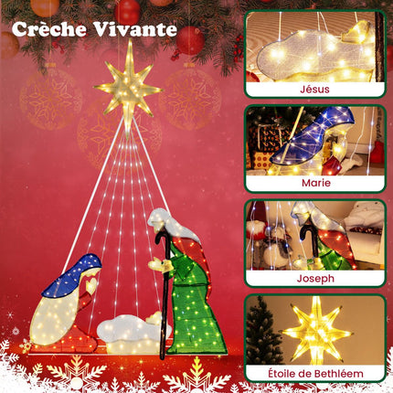 Pre-Lit Nativity Scene Set, 180 cm, 240 LED, 6 Modes