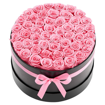 Preserved Roses, 50 Count, Sweet Pink Round Box