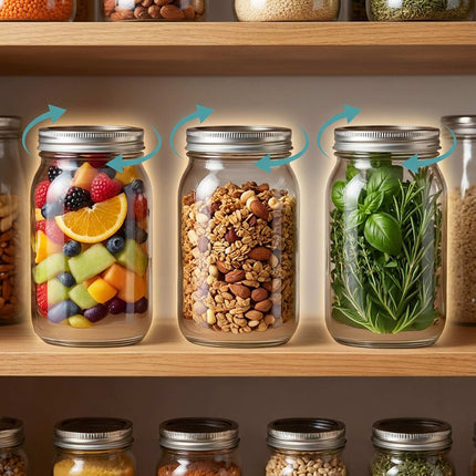Preserving Jars with Lids, Airtight, Set of 8