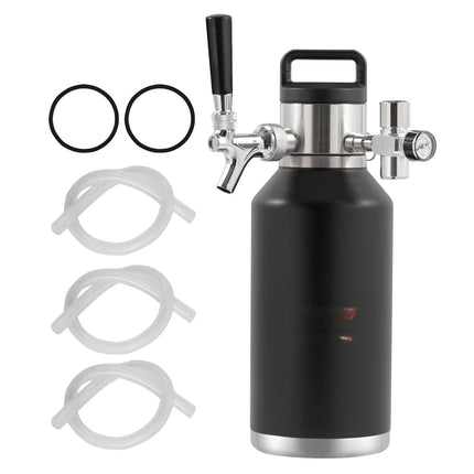 Pressurized Beer Growler Mini Keg, 64oz, CO2 Tap, Stainless Steel